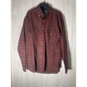 VINTAGE men outdoor  exchange wool  blend plaid m Shirt Red Blue